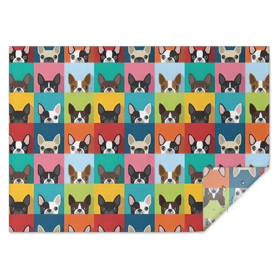 Boston Terrier Rectangle Tablecloth 60"x84",Waterproof Polyester Rectangle Table Cloth, Wipeable Spillproof Polyester Tablecloth for Dining, Camping, Indoor and Outdoor