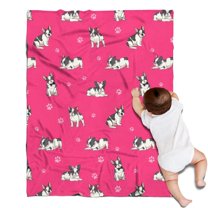 Boston Terrier on Red Background Blanket,Comfortable Soft Lamb Wool Throw Blanket,All Season,Warm Lightweight Blankets for Sofa Bed Couch Living Room Chair,30"x40"