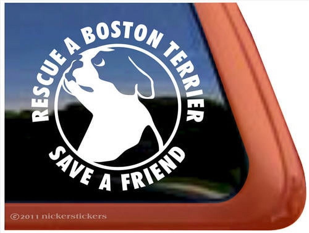 Boston Terrier Rescue High Quality Vinyl Dog Window Decal