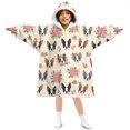 thumbnail image 1 of Boston Terrier and Roses Cream Pattern Lamb Fleece Blanket Hoodies for Teens ,Teens Oversize Sherpa Wearable Hooded Blanket Sweatshirt with Super Pockets, 1 of 6