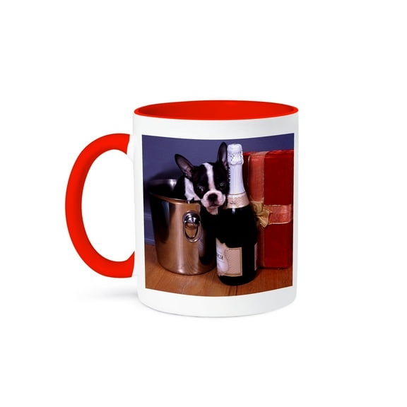 3dRose, Boston Terrier Satine, 11oz Two-Tone Red Mug