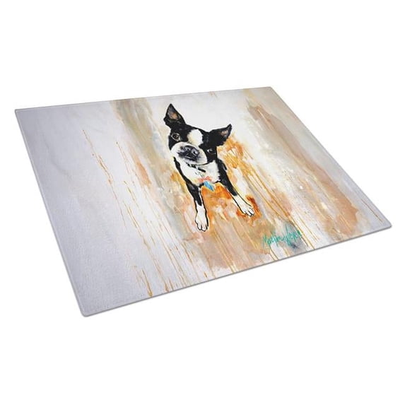 Boston Terrier Scout Glass Cutting Board 12 in x 15 in