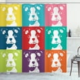 thumbnail image 1 of Boston Terrier Shower Curtain, Colorful Pop Art Inspired Composition of Dog Portraits House Pet Pattern, Fabric Bathroom Set with Hooks, 69W X 75L Inches Long, Multicolor, by Ambesonne, 1 of 3
