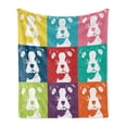 thumbnail image 1 of Boston Terrier Soft Flannel Fleece Throw Blanket, Colorful Pop Art Inspired Composition of Dog Portraits House Pet Pattern, Cozy Plush for Indoor and Outdoor Use, 60" x 80", Multicolor, by Ambesonne, 1 of 5