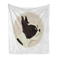 thumbnail image 1 of Boston Terrier Soft Flannel Fleece Throw Blanket, Soft Color Geometric Design of a Puppy Circular Framed Form, Cozy Plush for Indoor and Outdoor Use, 60" x 80", Dark Brown Blush, by Ambesonne, 1 of 6