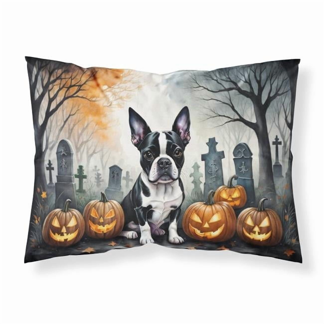 Boston Terrier Spooky Halloween Fabric Standard Pillowcase
