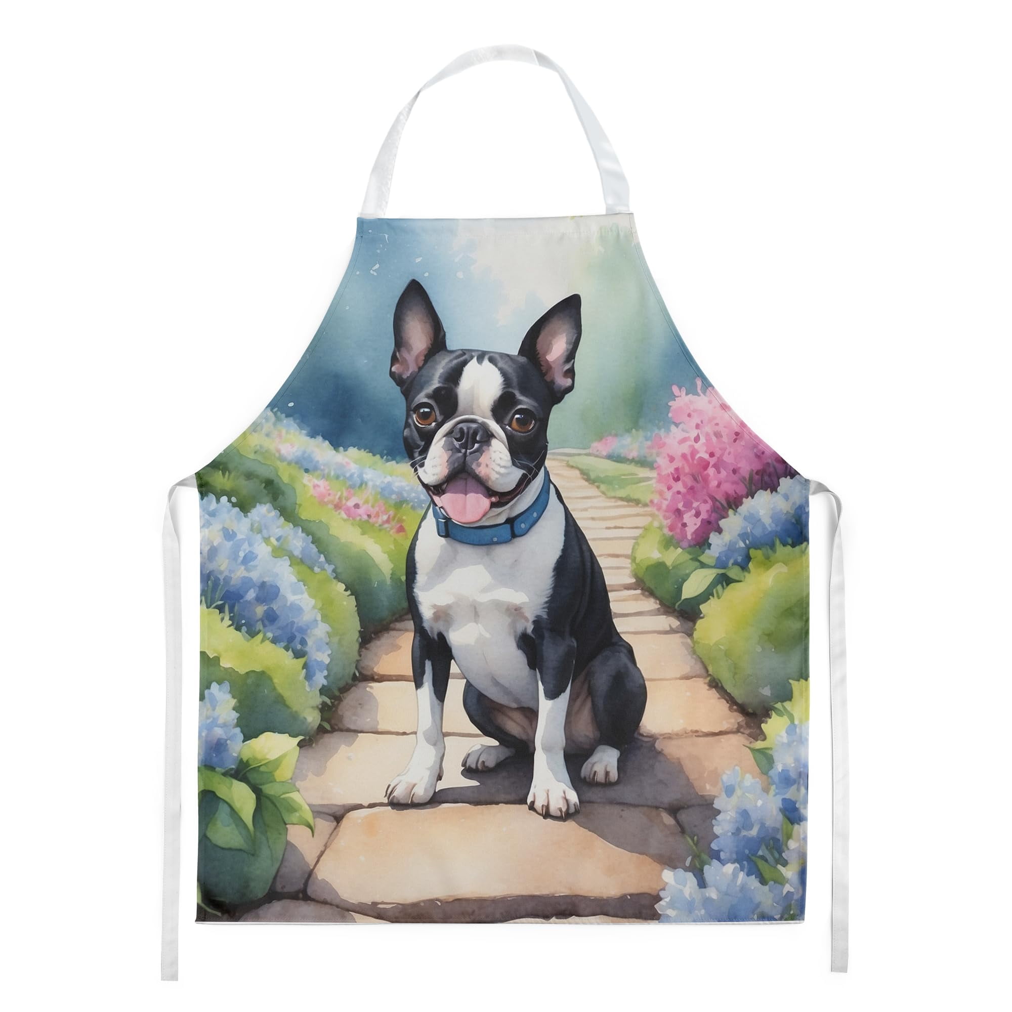 Boston Terrier Spring Path Apron 27 in x 30 in