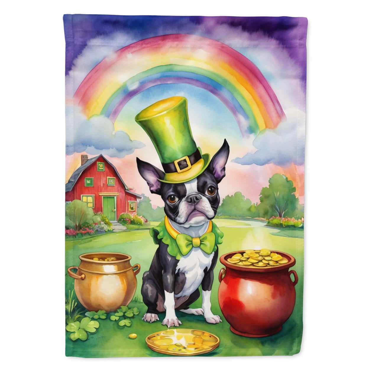 Boston Terrier St Patrick's Day House Flag 28 in x 40 in