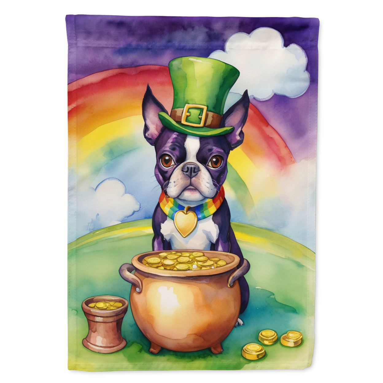 Boston Terrier St Patrick's Day House Flag