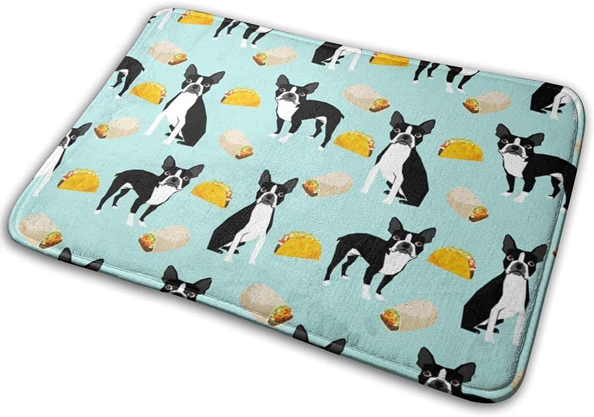 Boston Terrier Tacos Front Door Mat Outdoor Waterproof Durable Entryway