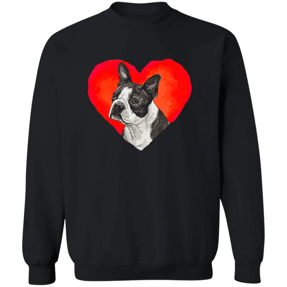Boston Terrier Valentine Heart For Dogs And Animal Lovers Crewneck Pullover Sweatshirt