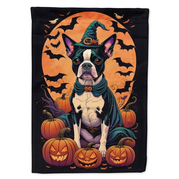 Boston Terrier Witchy Halloween House Flag