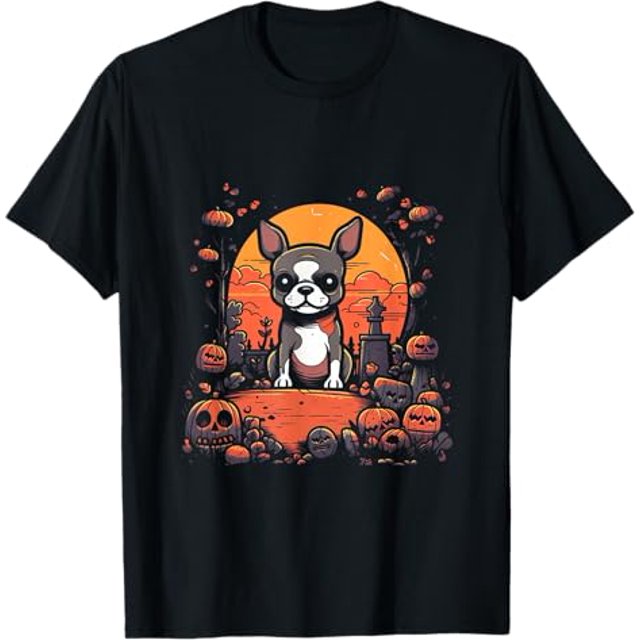 Boston Terrier Zombie Halloween Costume Dog Lover Puppy TShirt, Unisex