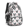 thumbnail image 1 of Boston Terrier and Dog Paw Print Backpack for School, Cute School Bag with Adjustable Shoulder Straps and Padded Back, 16.9"x12.6"x5.9", 1 of 5
