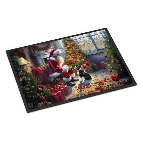 Boston Terrier and Santa Claus Doormat