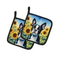 thumbnail image 1 of Boston Terrier in Sunflowers Pair of Pot Holders, 1 of 2