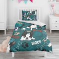 thumbnail image 1 of Boston Terrier with Bones and Paws Duvet Cover and Pillowcase Set for Single Bedding, Bedroom Accessories for Kids Teens, 1 of 5