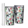 thumbnail image 1 of Boston Terriers and Flowers 10oz Tumblers Stainless Steel Tumbler with Lid and Straw,Vacuum Insulated Double Wall Travel Tumbler Cups with Cleaning Brush for Coffee, Tea, 1 of 4