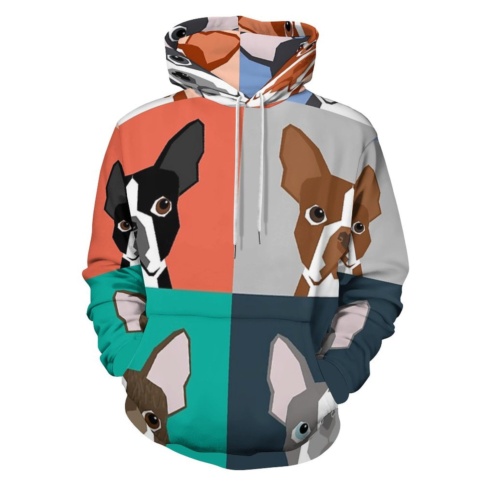 Boston Terrier Pattern Print Men Pullover Hoodie