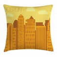 thumbnail image 1 of Boston Throw Pillow Cushion Cover, Flat Design of Appearance of The Big City and Yellow Clouds Above, Decorative Square Accent Pillow Case, 24 X 24 Inches, Pale Orange Ginger and Yellow, by Ambesonne, 1 of 2