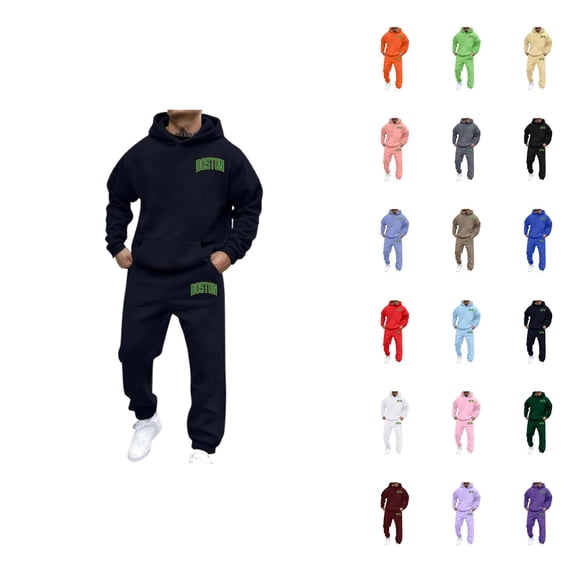 Boston Tracksuit for Men 2025 Fall Winter Hooded Sweatshirt Sweatpants Set Hoodies Joggers Set Mens Tracksuit
