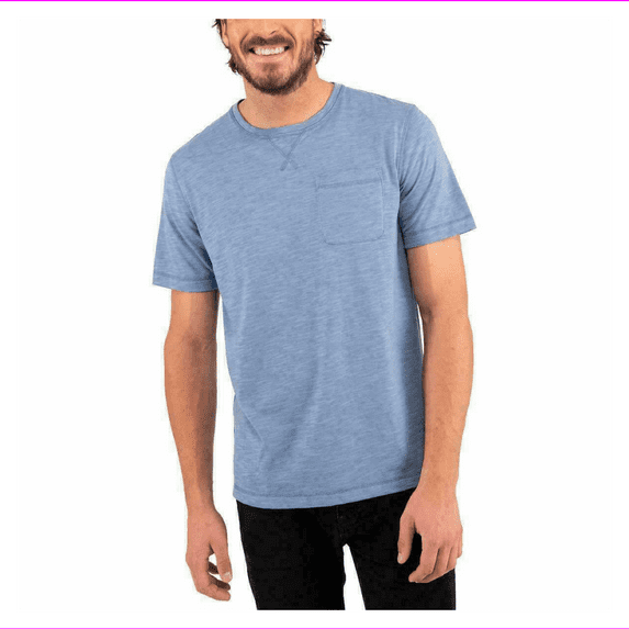 Boston Traders Men's Chest Pocket Short Sleeve T-Shirt M/Blue