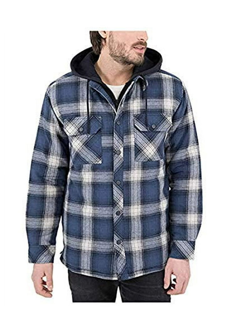 Boston Traders Men's Shirt Jacket, Blue Plaid, Medium