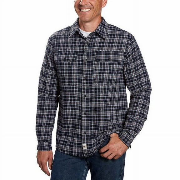 Boston Traders Mens Fleece Flannel Plaid Shirt (Navy Blue Plaid, XX-Large)