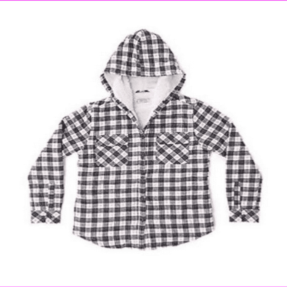 Boston Traders Shepa Lining Flannel Shirt/Jacket Hoody XS-5/6/Blacl/White