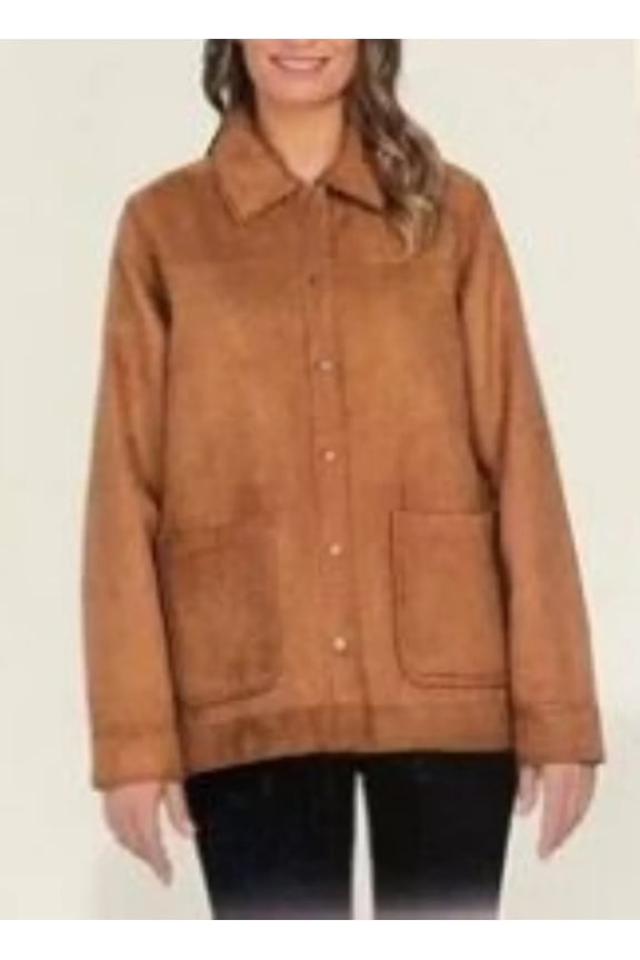 Women's Fleece Lined Trucker Jacket(Tan/Small)