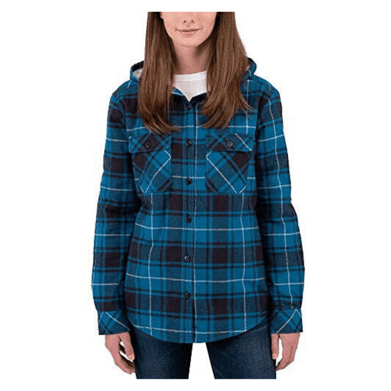 Boston Traders Women's Quilted Long Sleeve Plush LINED FLANNEL