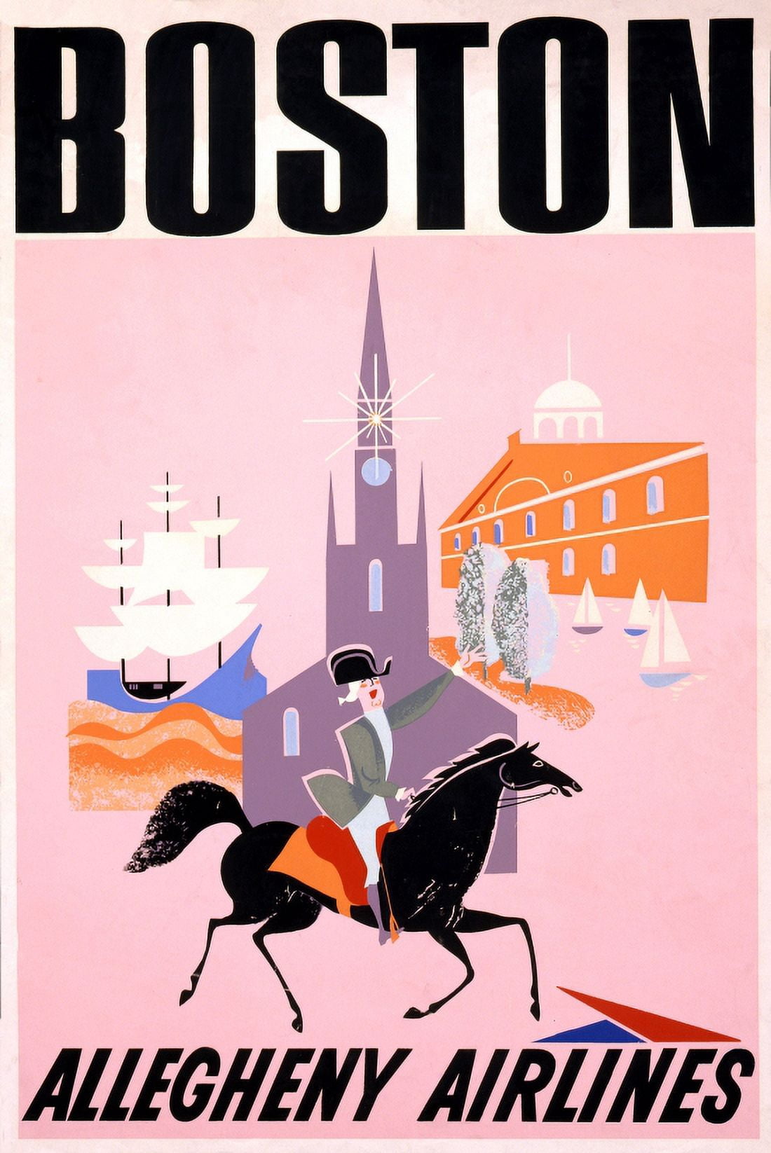 Boston Travel Allegheny Airlines Canvas Art - (24 x 36)