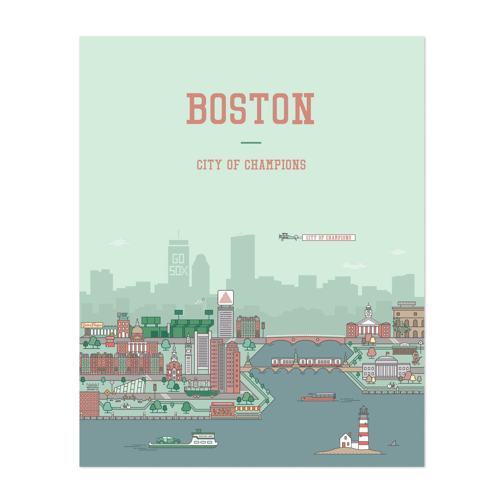 Boston Travel Poster - Boston Massachusetts Digital Art Cityscape ...