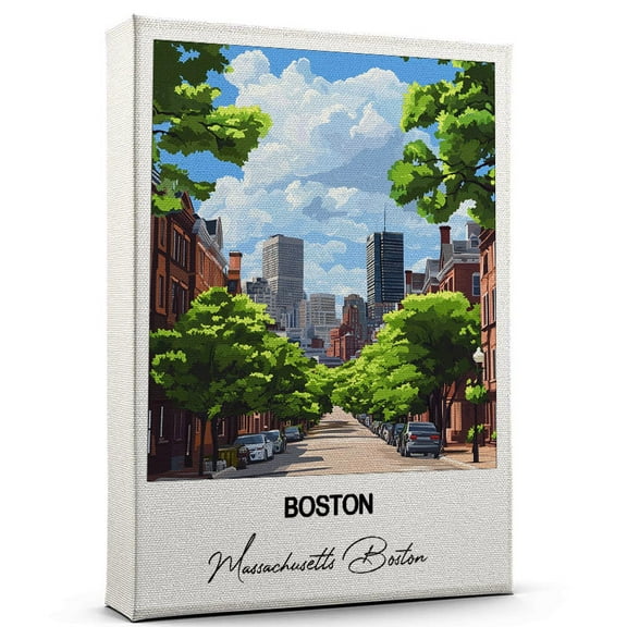 Boston Travel Poster Canvas Massachusetts Boston Canvas Unique Gift Idea for Home, Office, or Living Space