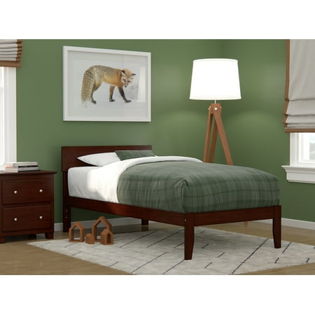 AFI Boston 14" Twin Wood Platform Bed Frame with Modern Headboard, Walnut