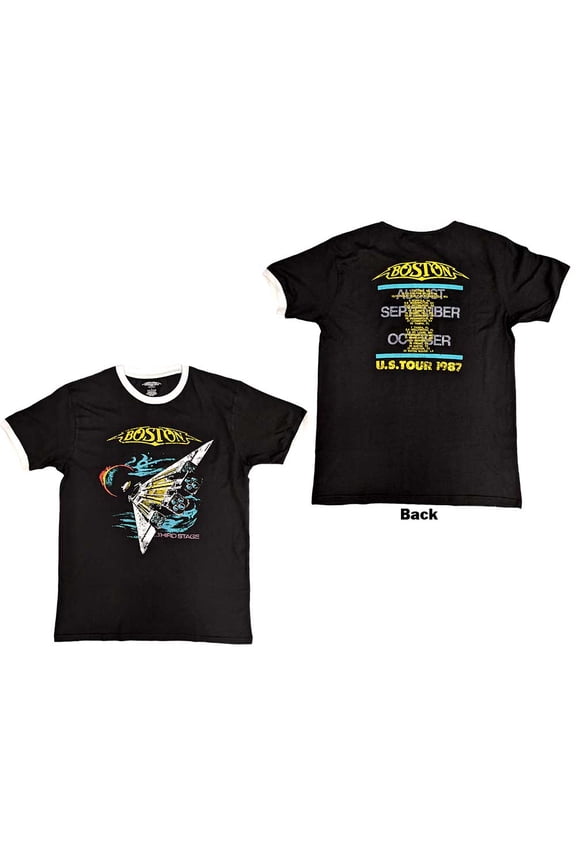 Boston Unisex Ringer T-Shirt: US Tour '87 (Back Print) (XX-Large)