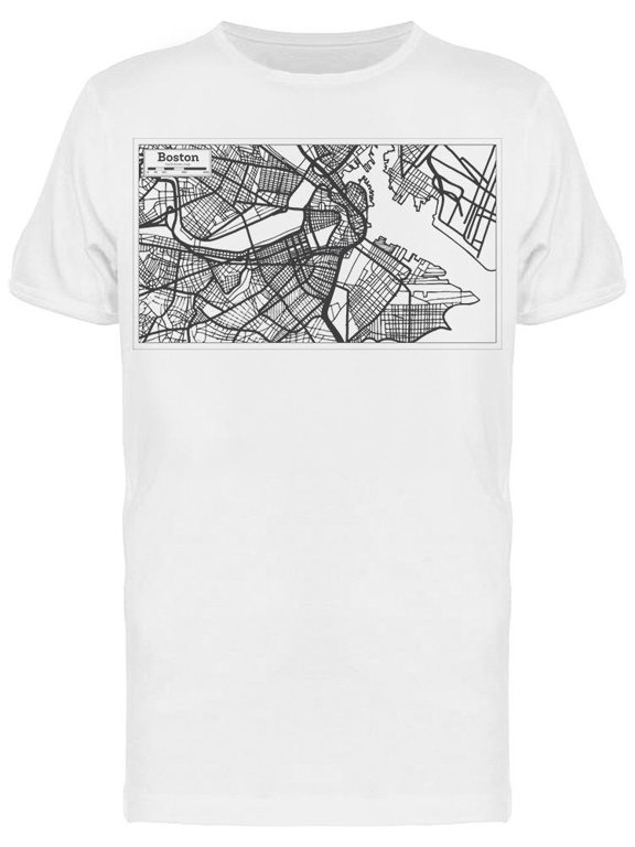 Boston Usa City Map T-Shirt Men -Image by Shutterstock, Male x-Large