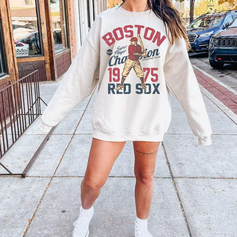 Boston Vintage Baseball Sweatshirt Vintage Style Boston Baseball Crewneck Sweatshirt Red Sox Shirt Trendy Summer Tee Game Day Walmart