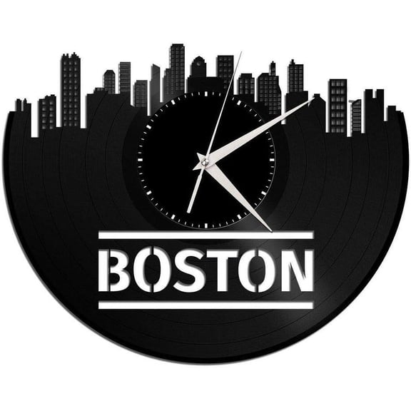 Boston Vinyl Wall Clock,Vinyl Record Clock Wall Art Unique Room Decorations Handmade Gift