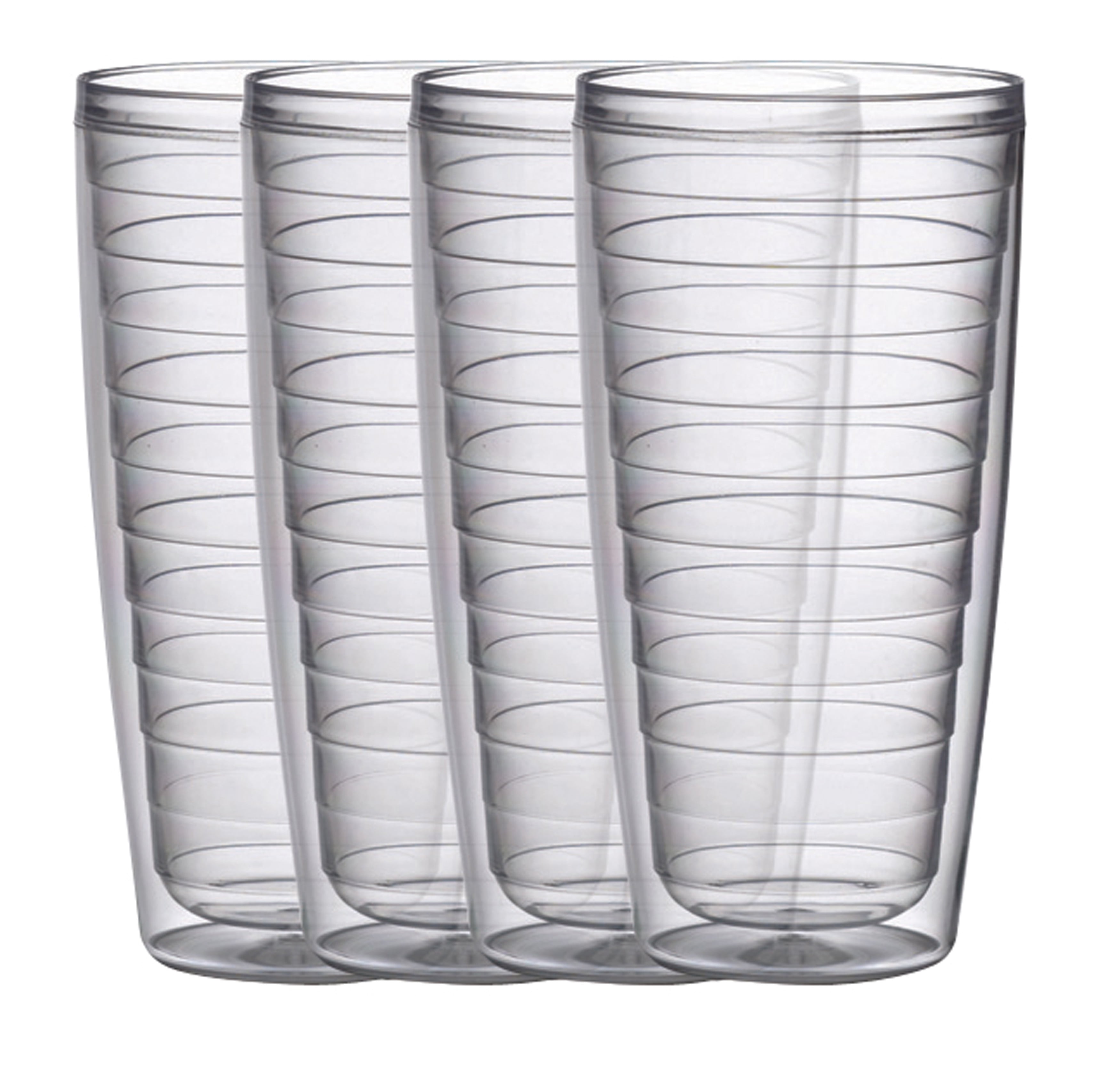 Boston Warehouse 24oz Insulated Tumblers, Clear, Set of 4