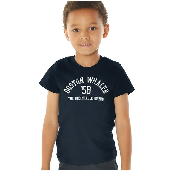 Boston Whaler Boston Collegiate Kids T Shirt (4) for Toddler Boys and Girls, Navy