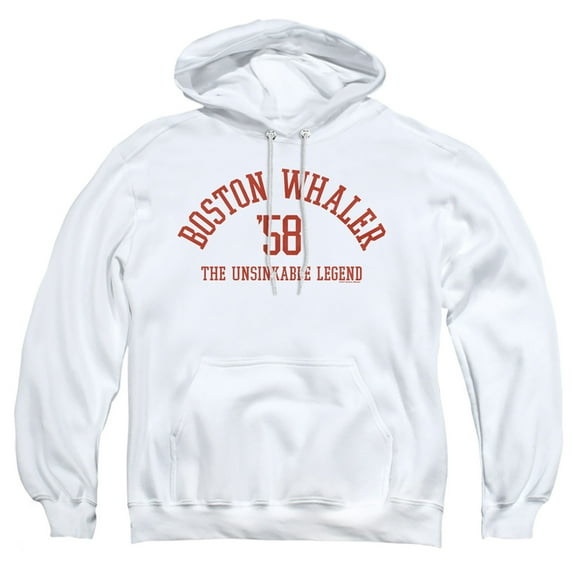 Boston Whaler Boston Collegiate Red Adult Pull-Over Hoodie, White, Small