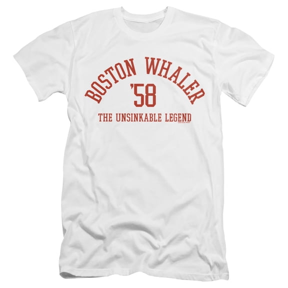 Boston Whaler Boston Collegiate Red Unisex Adult Canvas Brand T Shirt, White, 2X-Large