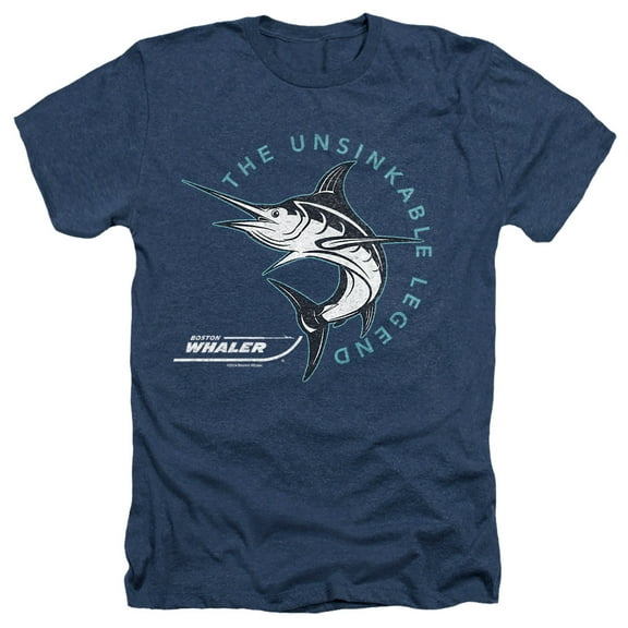Boston Whaler Destination Unisex Adult Heather T Shirt, Navy Heather, Large