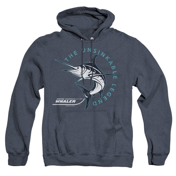Boston Whaler Destination Unisex Adult Pull-Over Heather Hoodie, Navy Heather, Large