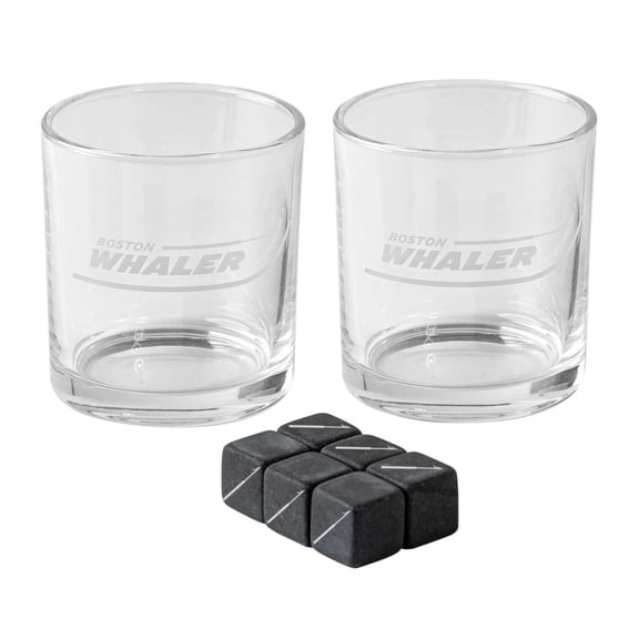 Boston Whaler Etched Rocks & Whiskey Glass Set, 8 oz. BOS-61000