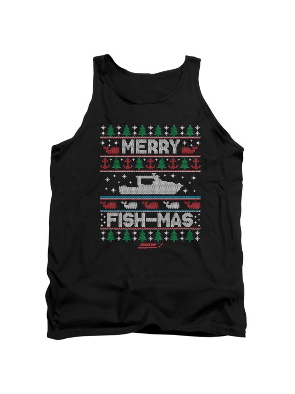 Merry Fish-mas Unisex Adult Tank Top, Black, Medium