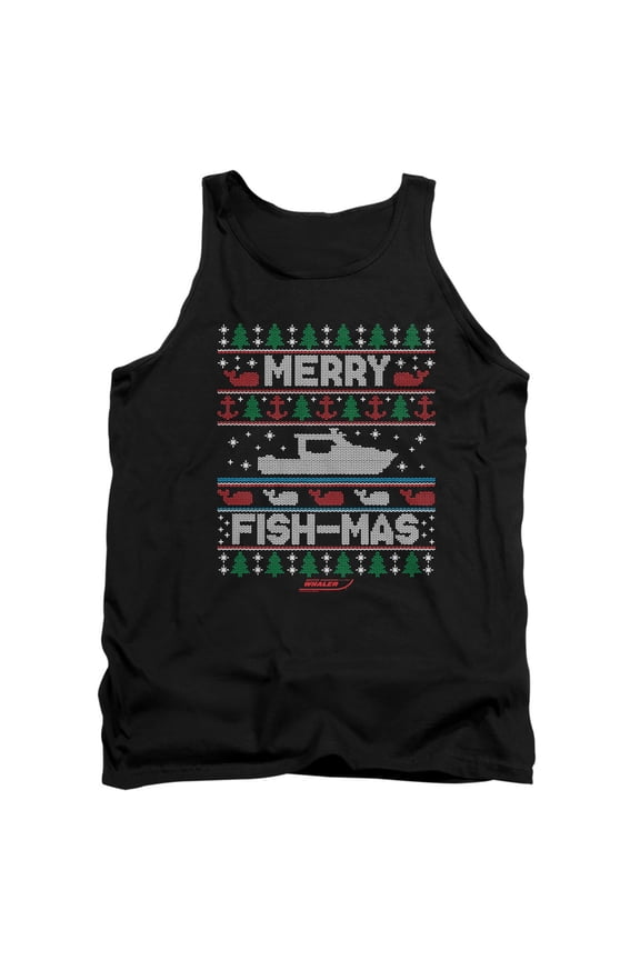 Merry Fish-mas Unisex Adult Tank Top, Black, X-Large