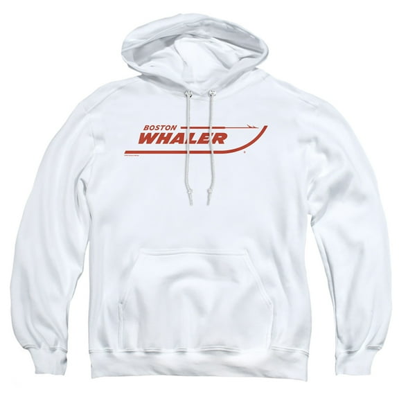 Boston Whaler Red Logo Adult Pull-Over Hoodie, White, Large