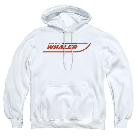 Boston Whaler Red Logo Adult Pull-Over Hoodie, White, Medium